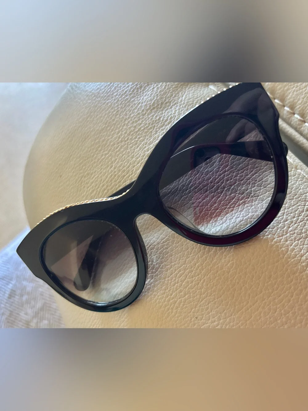 Stella McCartney SC0018S Black Sunglasses Gold Chain Trim Grey Gradient Lenses